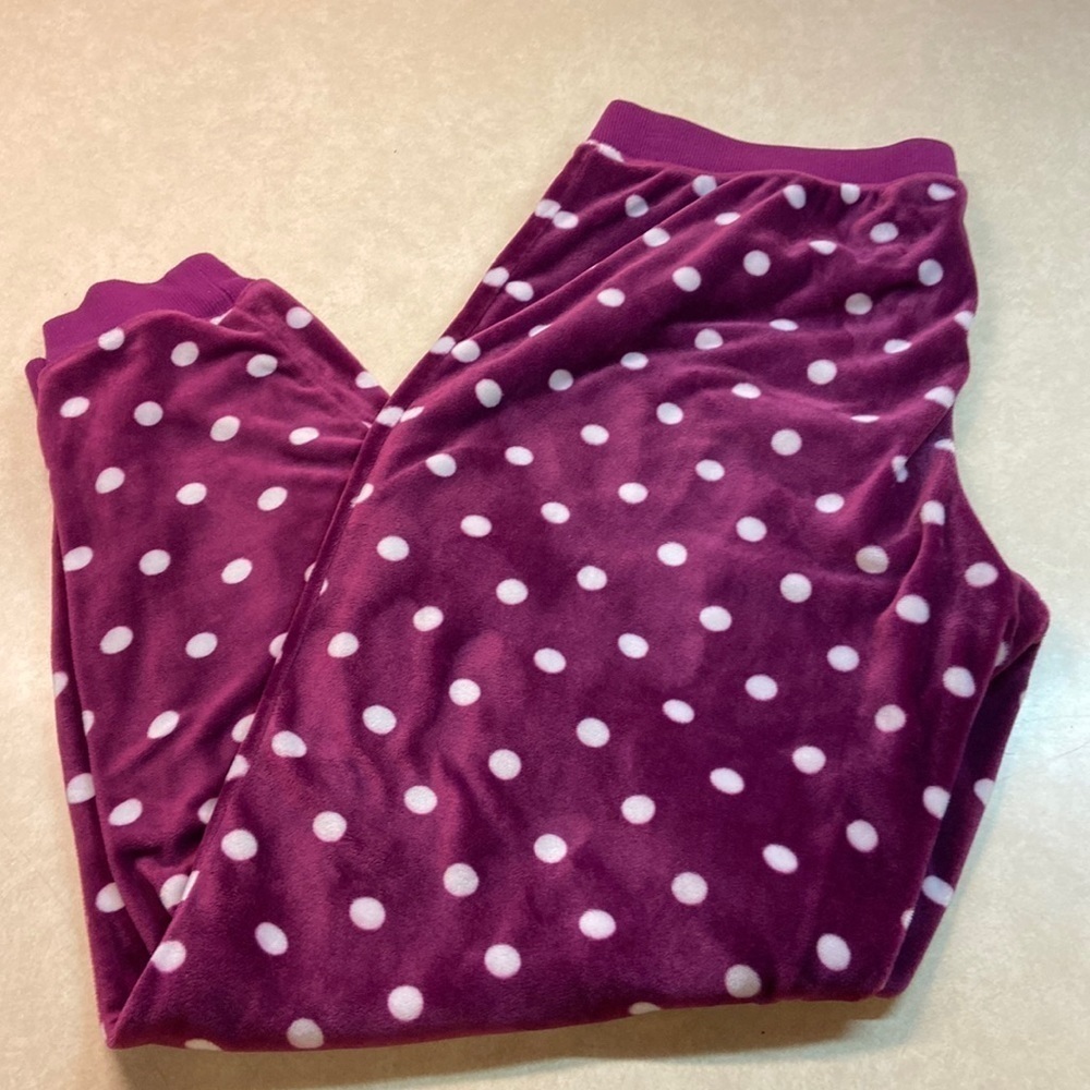 Jenni Intimates Pajama Bottom/Loungewear, Soft, Fleece PolkaDot, Preowned Sz M